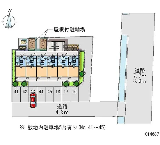 ★手数料０円★八尾市田井中　月極駐車場（LP）